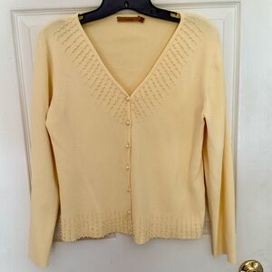 Romantic Pearl Embellished Cardigan Sweater Yellow • Belldini Large